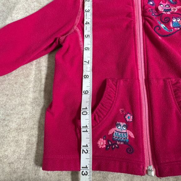 REI Pink Fleece Owl Embroidery Zip Hoodie Jacket Kids 18MO Lightweight Outdoors - Picture 5 of 9